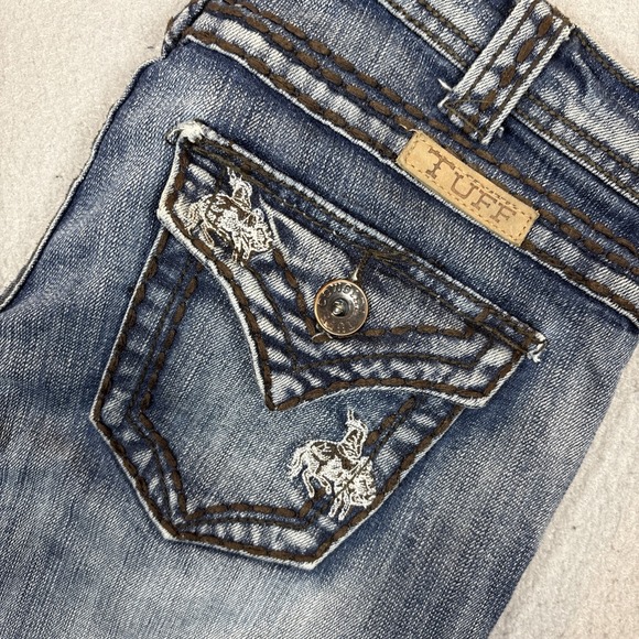 Cowgirl Tuff Denim - Cowgirl‎ Tuff Cuffed Capri Distressed Jeans Flap Pocket Embroidered Women 25